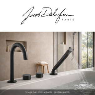 Mitigeur baignoire mécanique sur gorge Grands Boulevards noir mat + pommeau de douche 2 jets + corps encastré