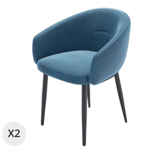 Paire de fauteuils de table design velours