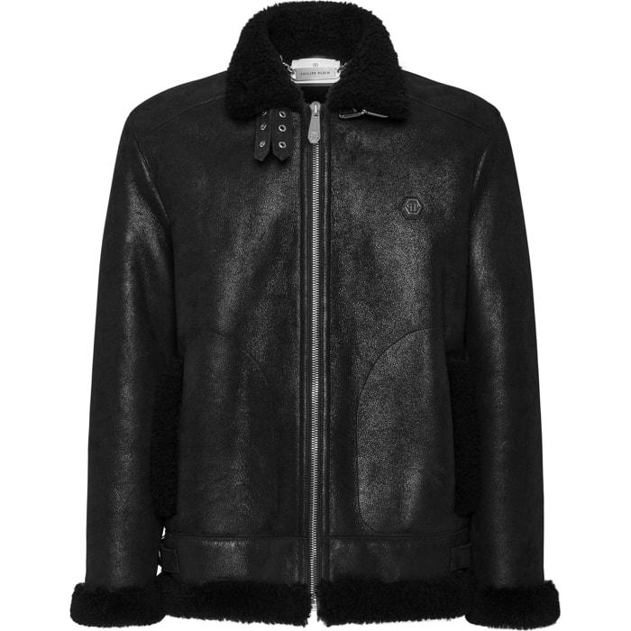 PHILIPP PLEIN Biker ajustada de cuero