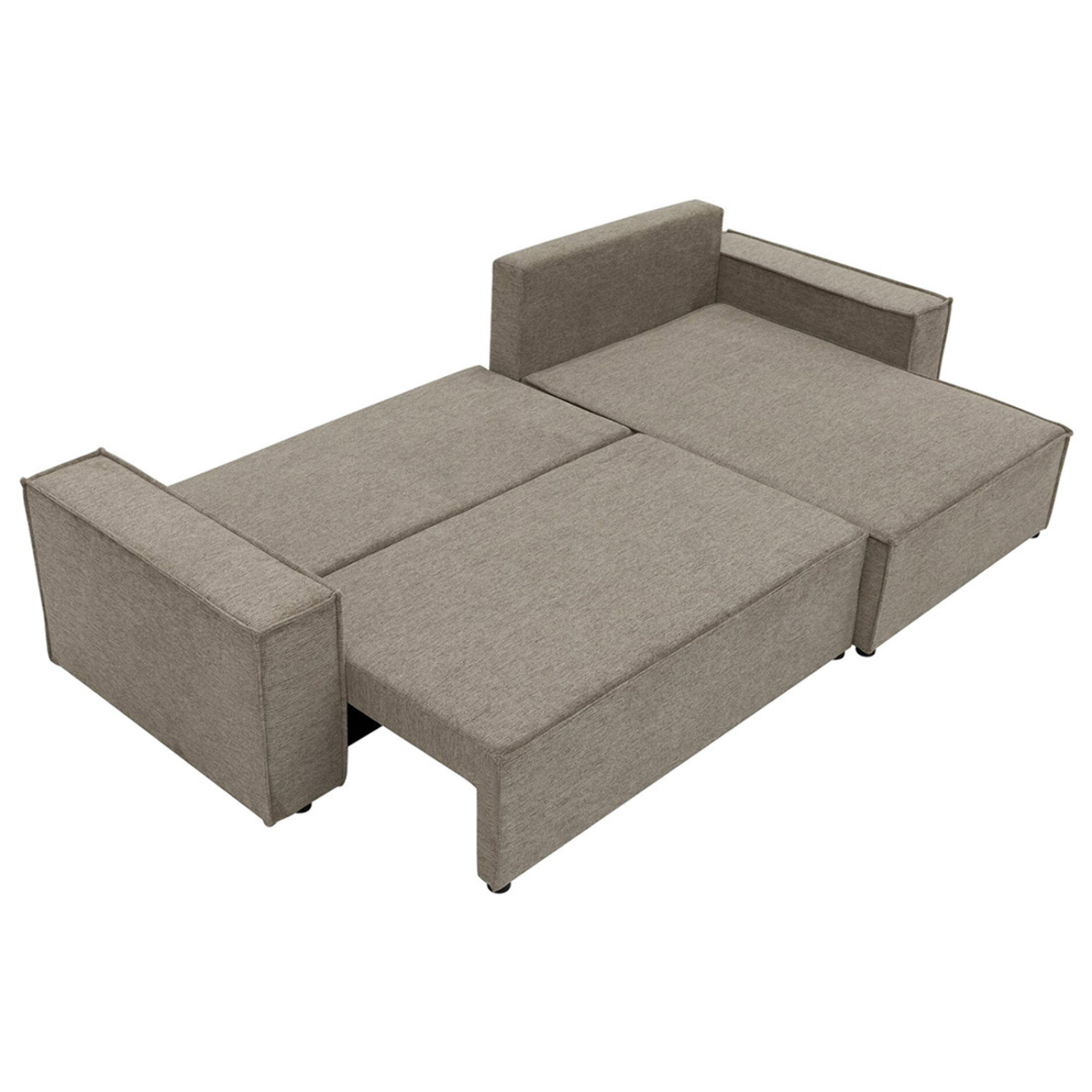 Cezanne - Canapé d'angle réversible 5 places convertible avec coffre en tissu texturé - Marron