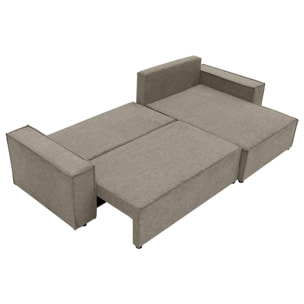 Cezanne - Canapé d'angle réversible 5 places convertible avec coffre en tissu texturé - Marron