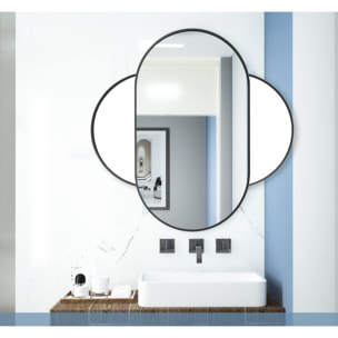 Specchio ovale industriale Loft con cornice nera 100x50 cm