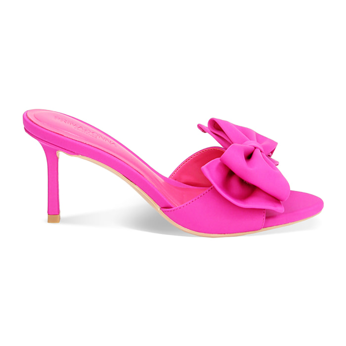 Mules Open Toe fucsia in lycra, tacco 7,5 cm