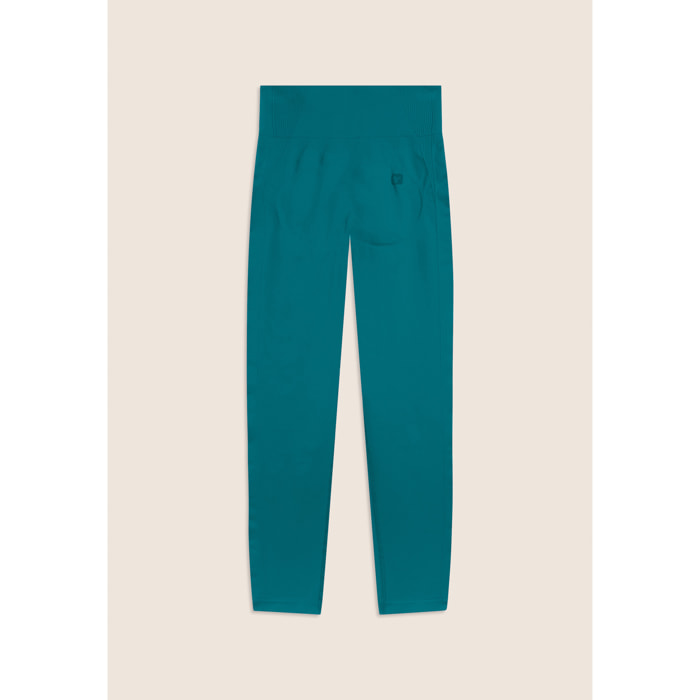 Leggings Seamless 7/8 con Vita Alta e Inserti in Costina