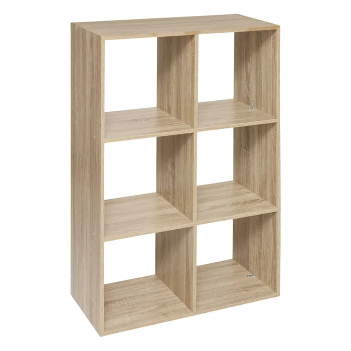 Étagère 6 cases "Mix N' Modul" effet bois naturel