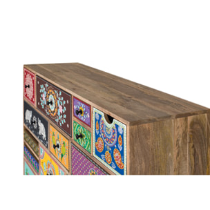 Cómoda de Madera de Mango 120 Cm Estilo Étnico Boho