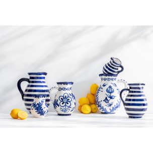 J-Line cruche Granada Stripes - céramique - blanc/bleu - large