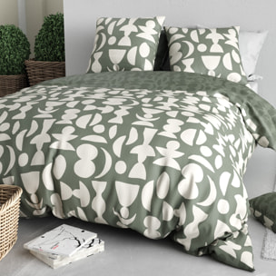 Parure housse de couette imprimé 100% coton - lune - blanc
