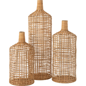 J-Line Set De 3 Vases Decoratifs Bambou Naturel