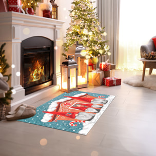 Tappeto Ingresso Arredo Natalizio Pan di Zenzero Azzurro