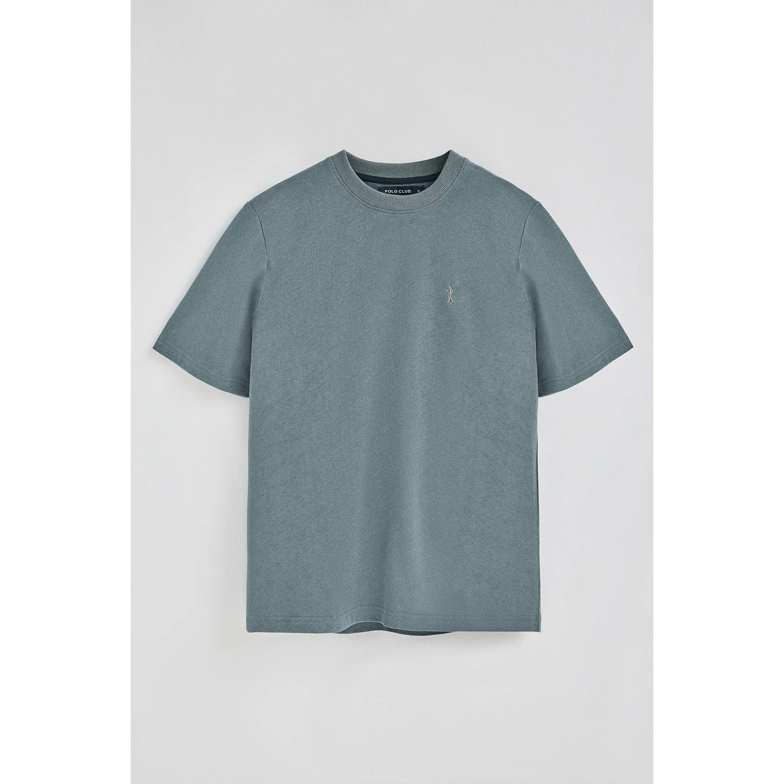 Camiseta gris piedra de algodón y lino con bordado Rigby Go