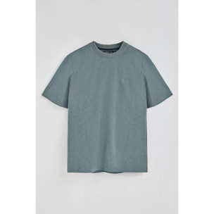 Camiseta gris piedra de algodón y lino con bordado Rigby Go