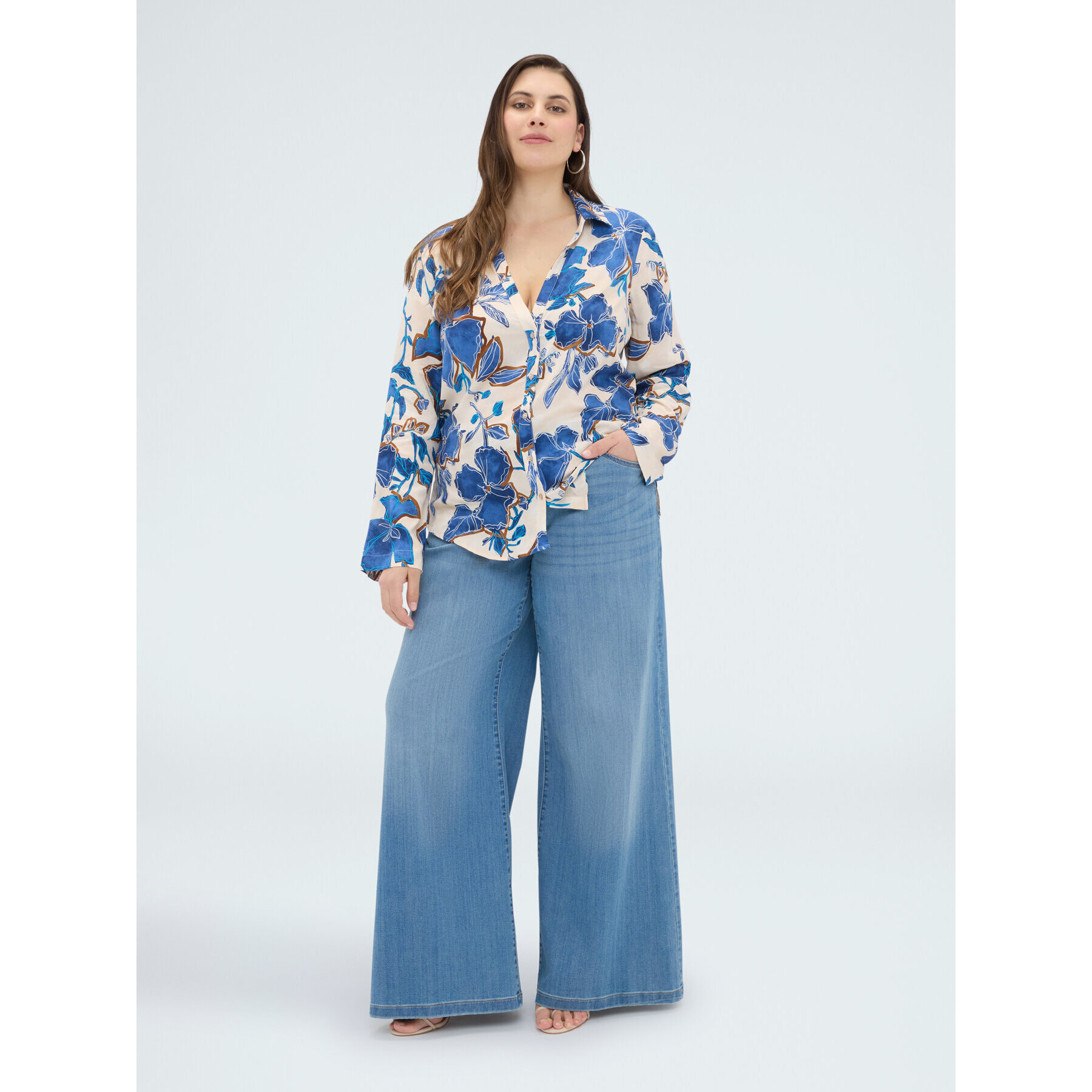 Fiorella Rubino - Camisa con estampado floral de viscosa - Azul aciano