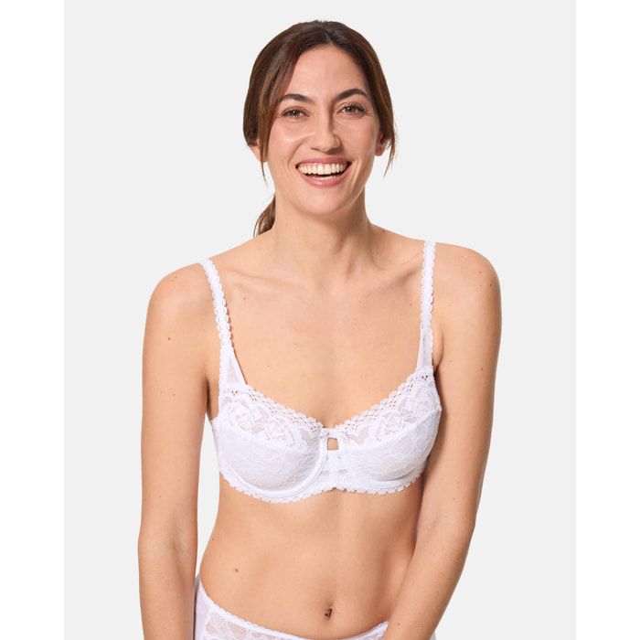 Sujetador con aros balconet de encaje reciclado