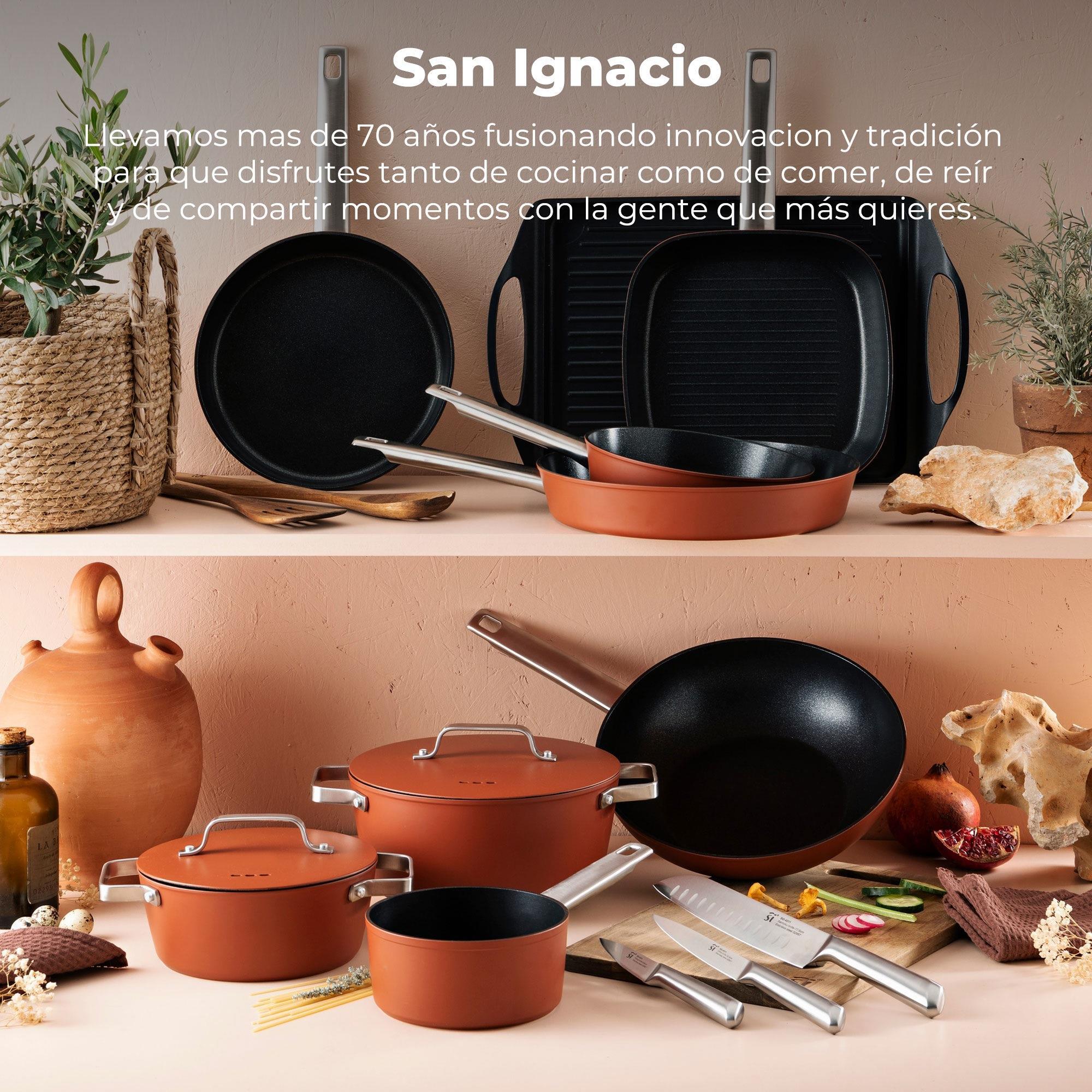 Juego de 2 Cacerolas Ø20cm-2L Ø28cm-6L + Tartera Ø32x8cm en Aluminio forjado AGROS San Ignacio