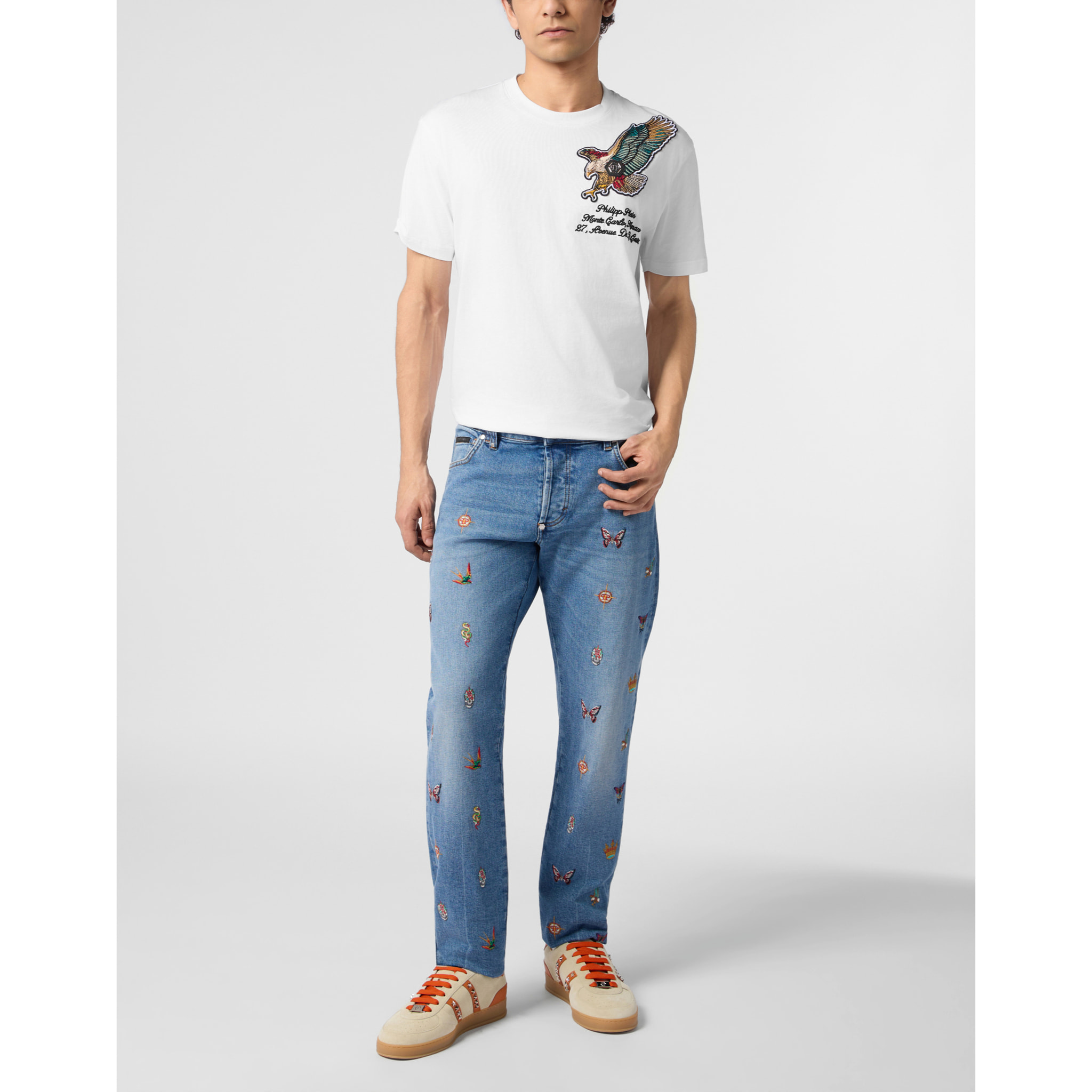 PHILIPP PLEIN Embroidered Super Straight Cut Jeans
