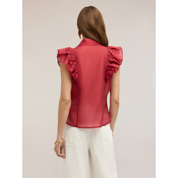 Motivi - Camisa de muselina con volantes - Rojo