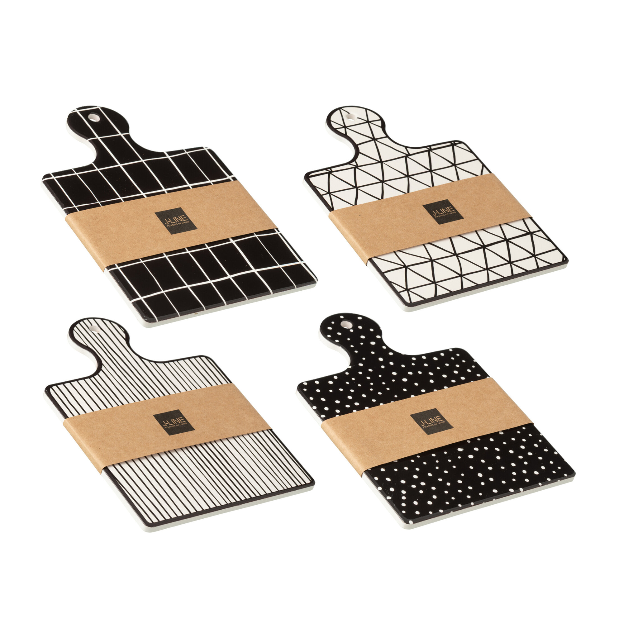J-Line planche à découper - céramique - noir/blanc - 4 pcs