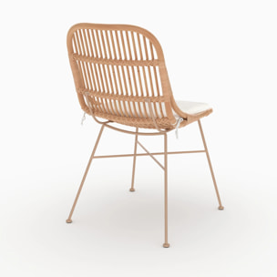 Lot de 2 chaises en rotin beige et pieds en métal beige - Moon