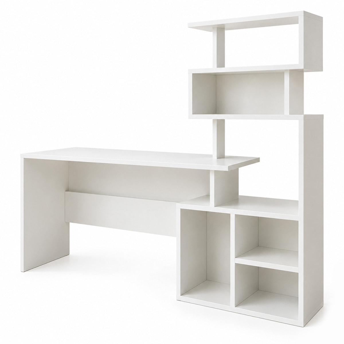 Bureau 190 cm avec étagères de rangement blanc ROPA