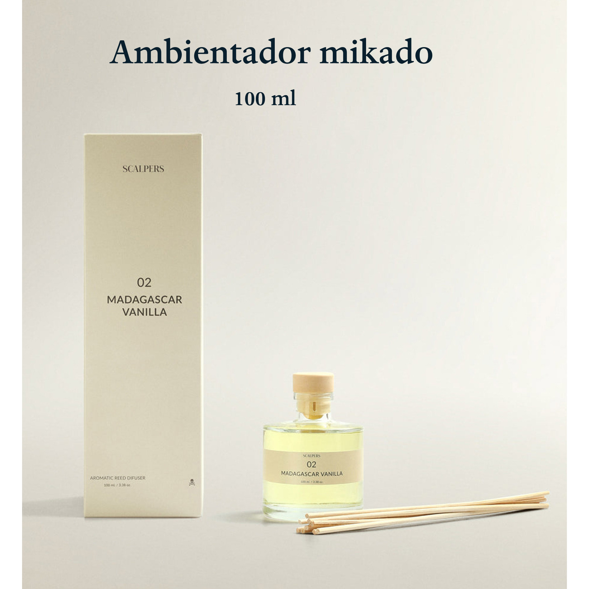 Set de 3 difusores mikado de 100ml aromas a vainilla de madagascar-cedro-light green scalpers