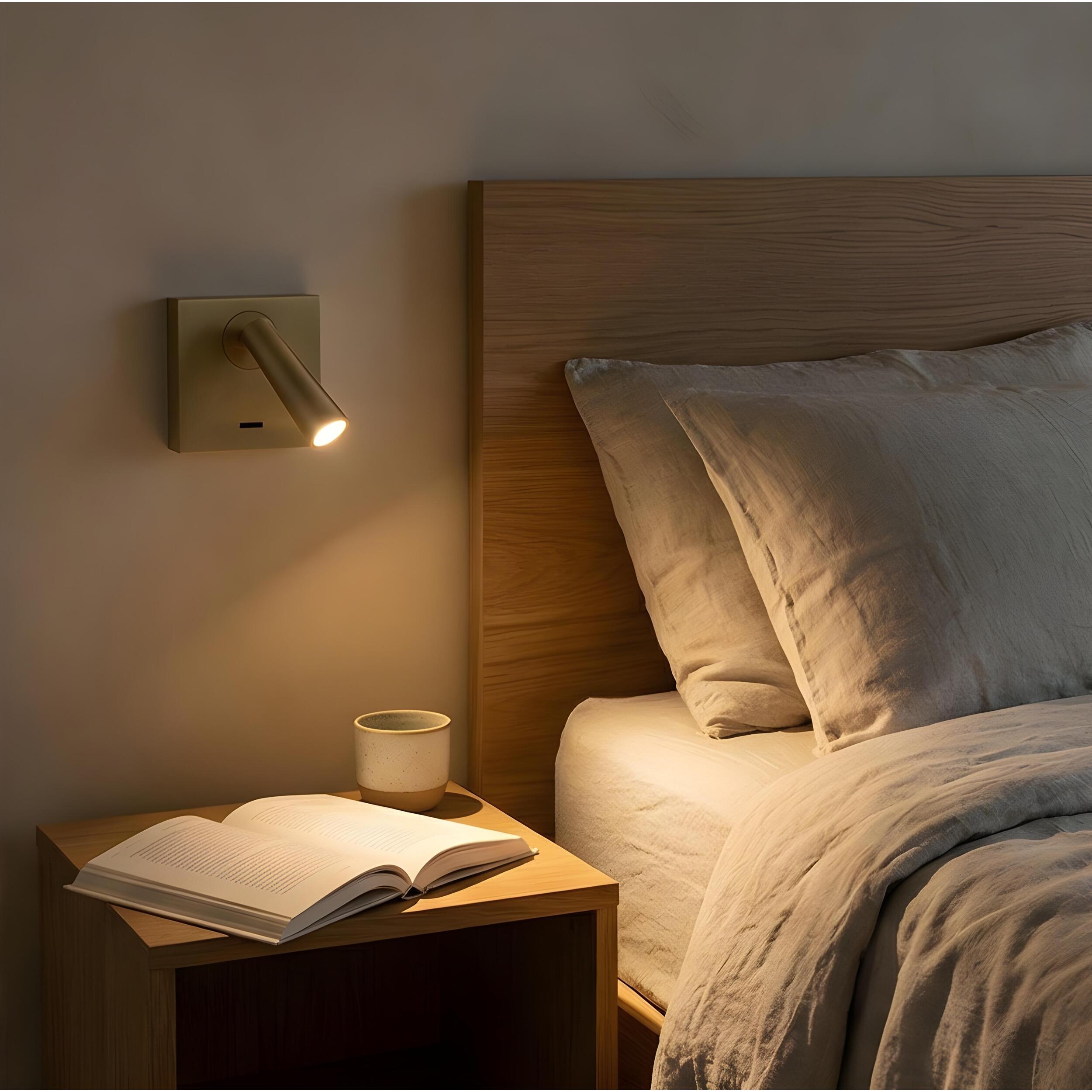 LEDS C4 Luz de lectura Gamma Mix&Match Square LED 3.5 Blanco cálido - 2700K ON-OFF Oro mate 137lm