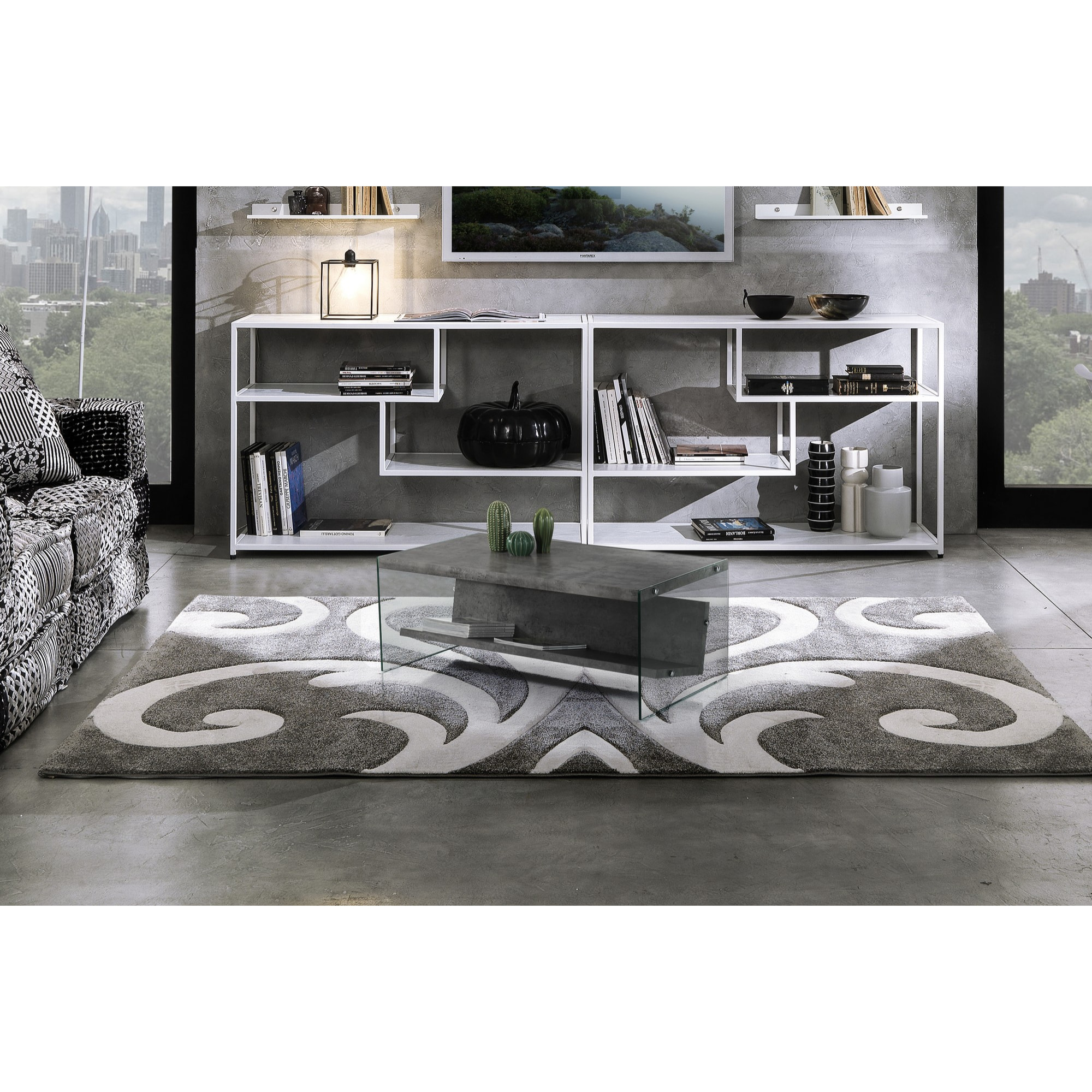 Tomasucci Table basse / porte-revues NANCY CEMENT Transparent