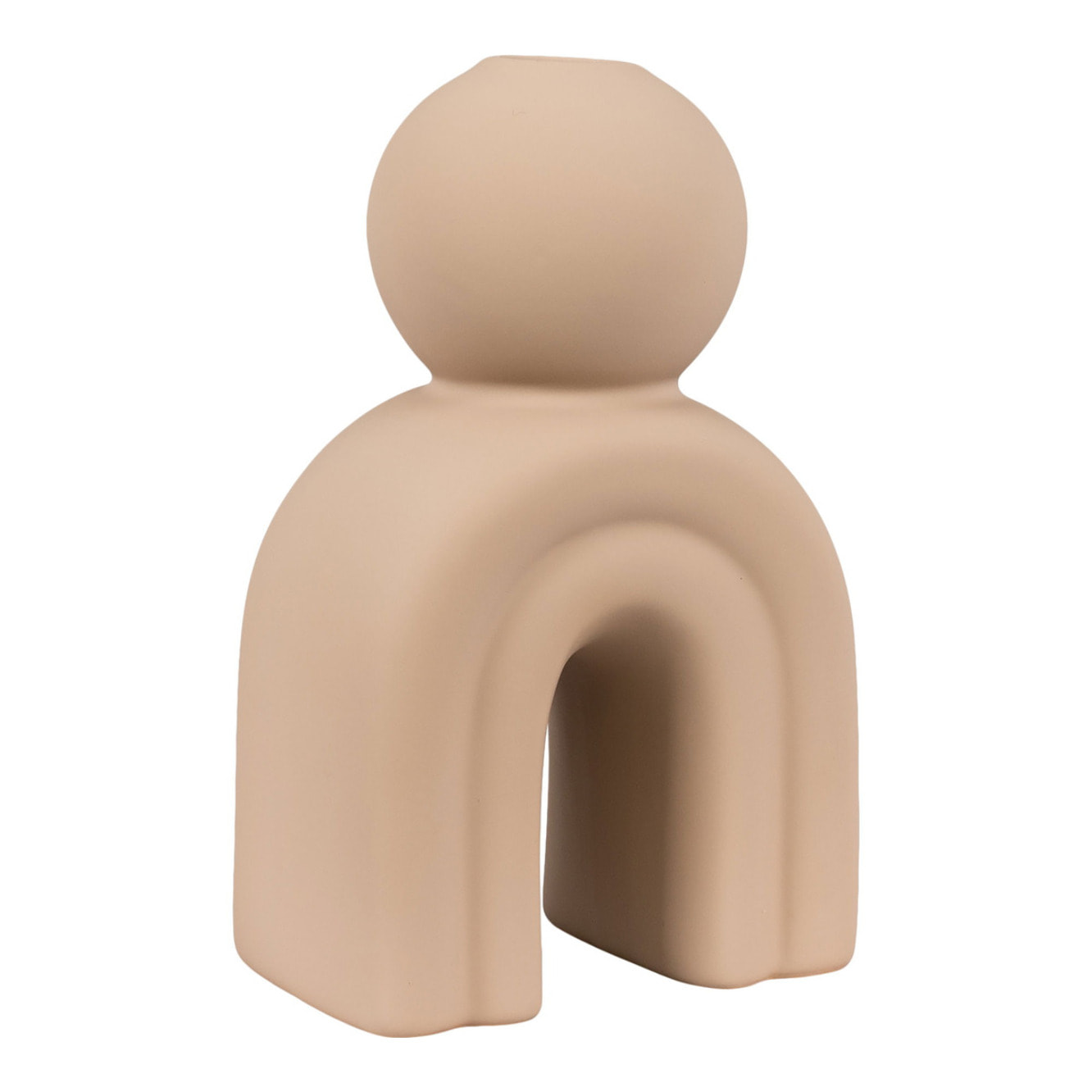 Portacandele in gres marrone con forma antropomorfa 10,5x17 cm
