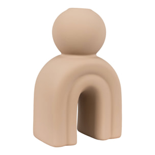 Portacandele in gres marrone con forma antropomorfa 10,5x17 cm