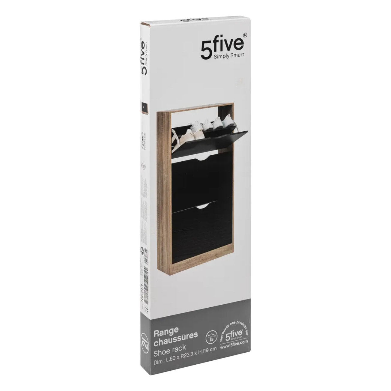 Meuble range-chaussures 3 tiroirs noir/effet chêne