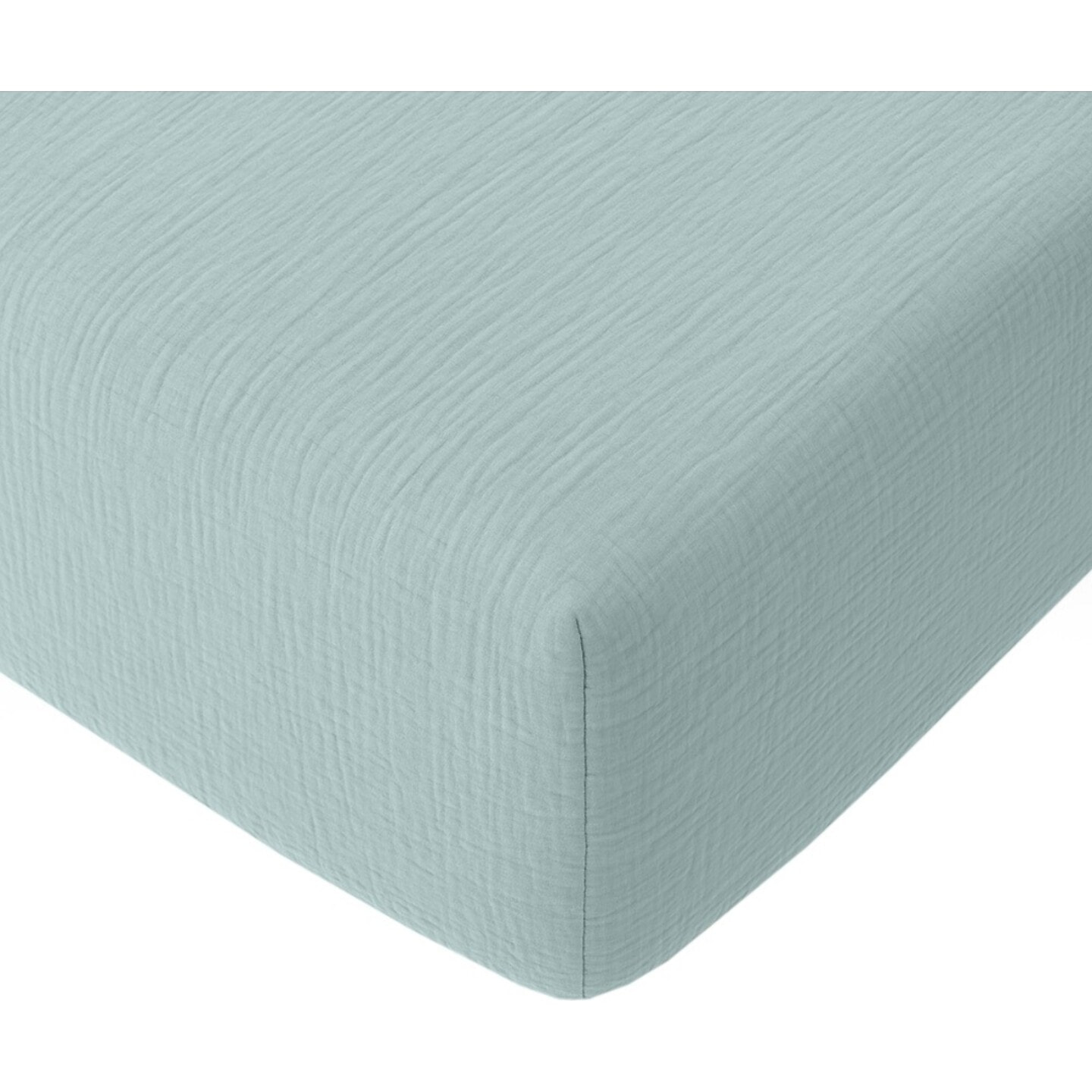 Housse de couette gaze de coton lavé bleu givrée