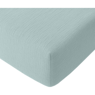 Housse de couette gaze de coton lavé bleu givrée