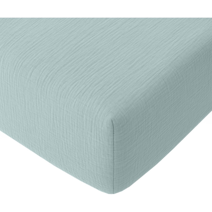 Housse de couette gaze de coton lavé bleu givrée