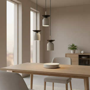 Lampada a sospensione EGO in acciaio verniciato grigio