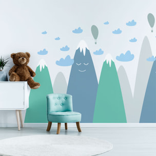 Stickers muraux enfants - Décoration chambre bébé - Autocollant Sticker mural géant enfant montagnes scandinaves ASUKA