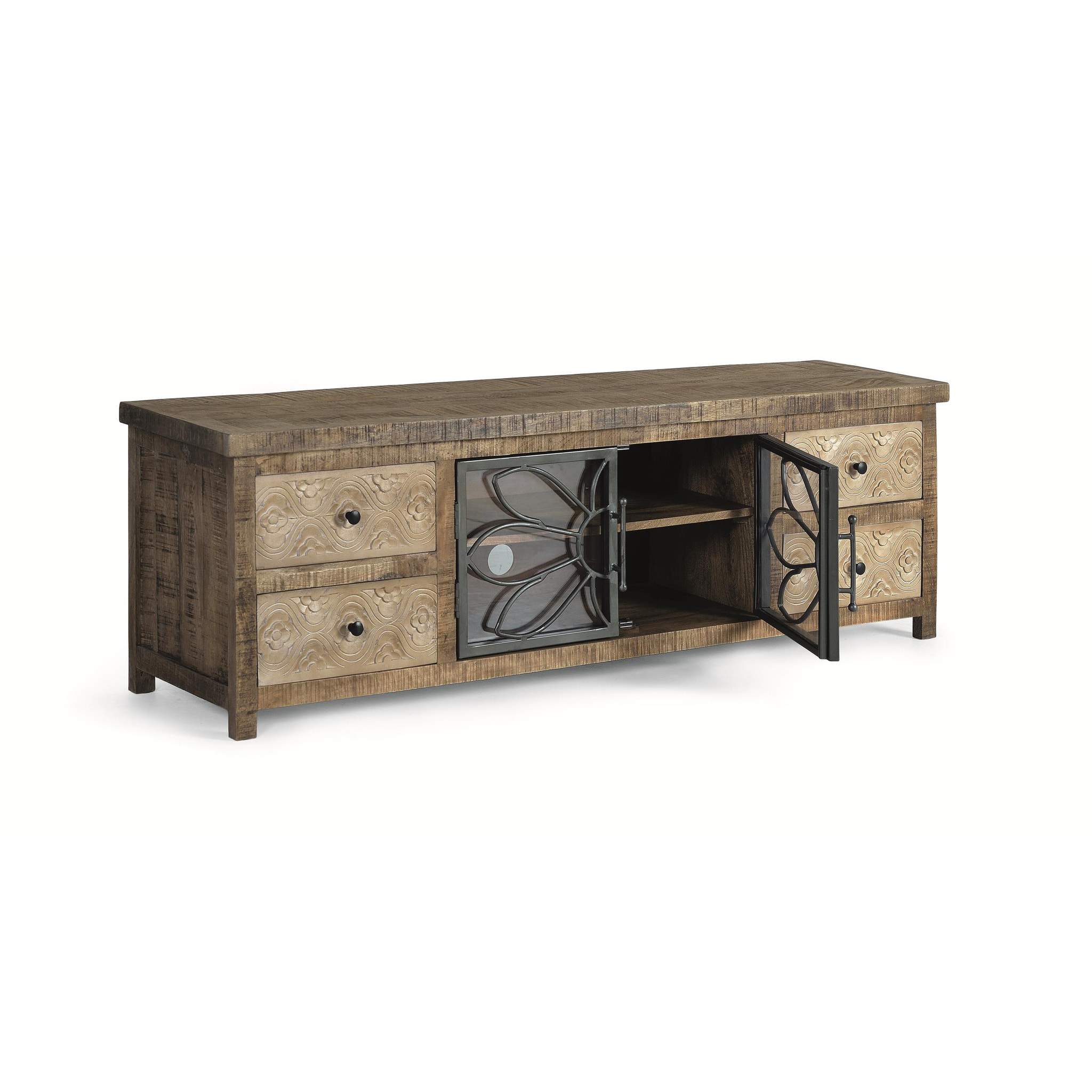 Mueble TV de Madera de Mango 170 Cm Estilo Industrial Moderno