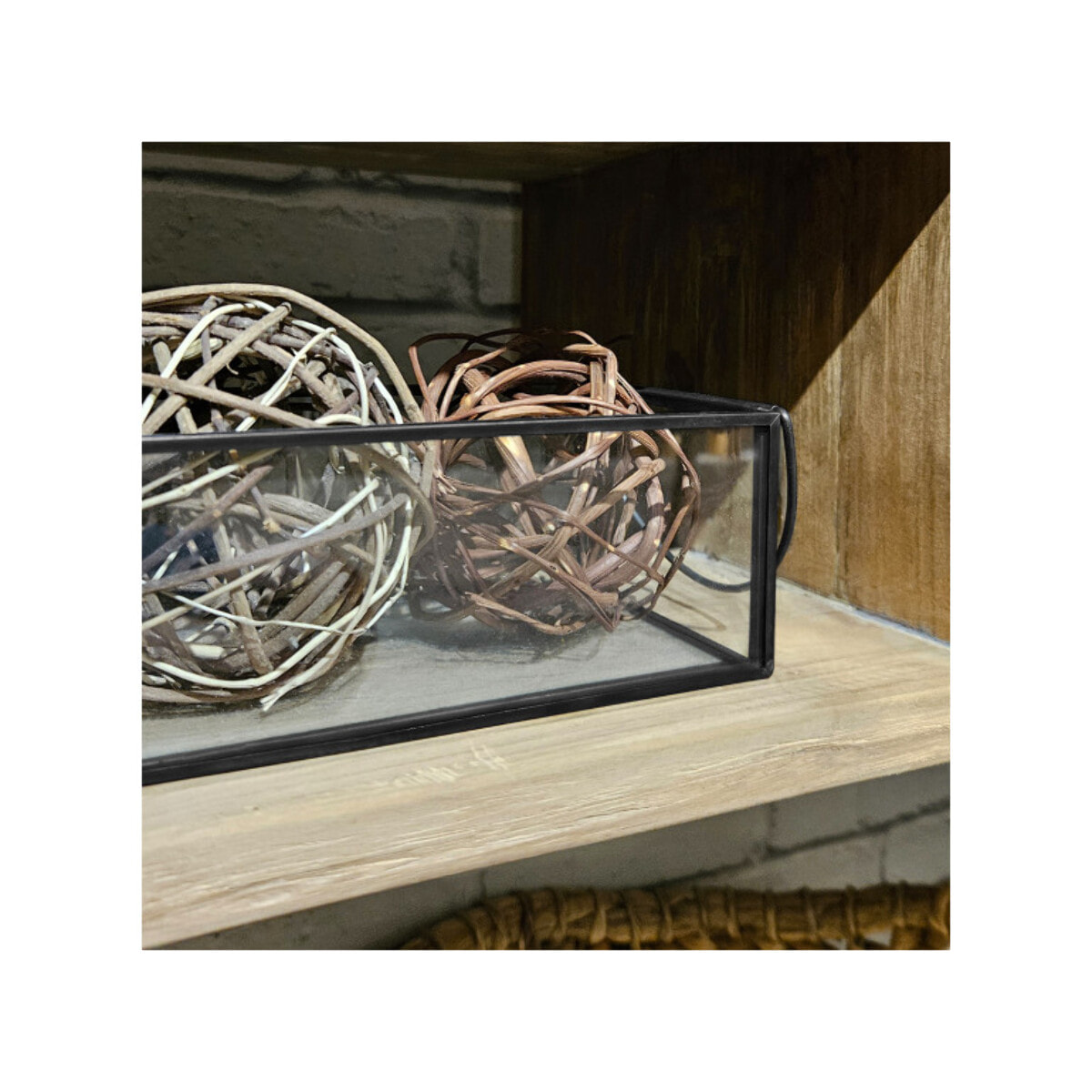 Terrarium Photophore Rectangulaire en Verre et Métal Noir - CECILIA 368