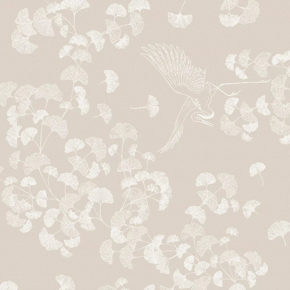 Serviette pur coton motif jacquard beige Mille ginkos naturel