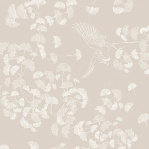 Serviette pur coton motif jacquard beige Mille ginkos naturel