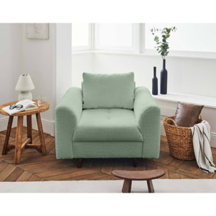 Rune - fauteuil - en tissu bouclette - Vert sauge