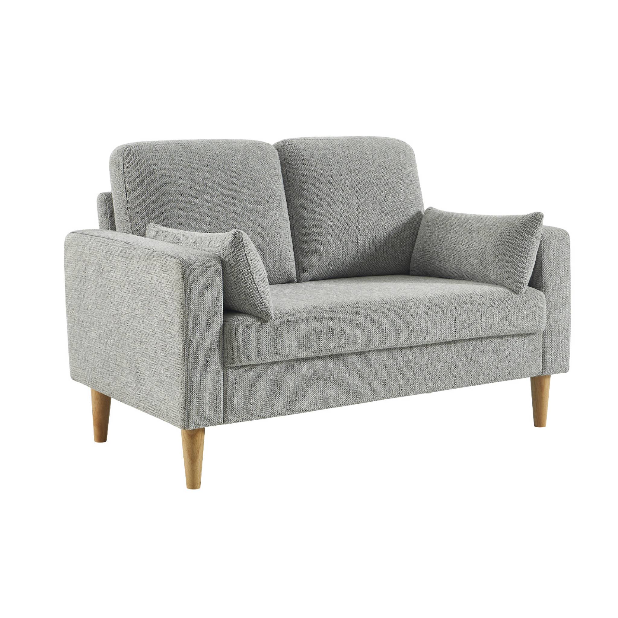 Canapé bois d'hévéa et tissu chenille 2 places BJORN