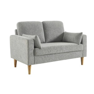 Canapé bois d'hévéa et tissu chenille 2 places BJORN