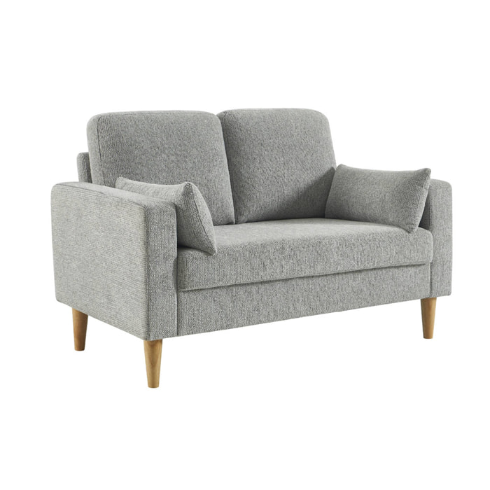 Canapé bois d'hévéa et tissu chenille 2 places BJORN