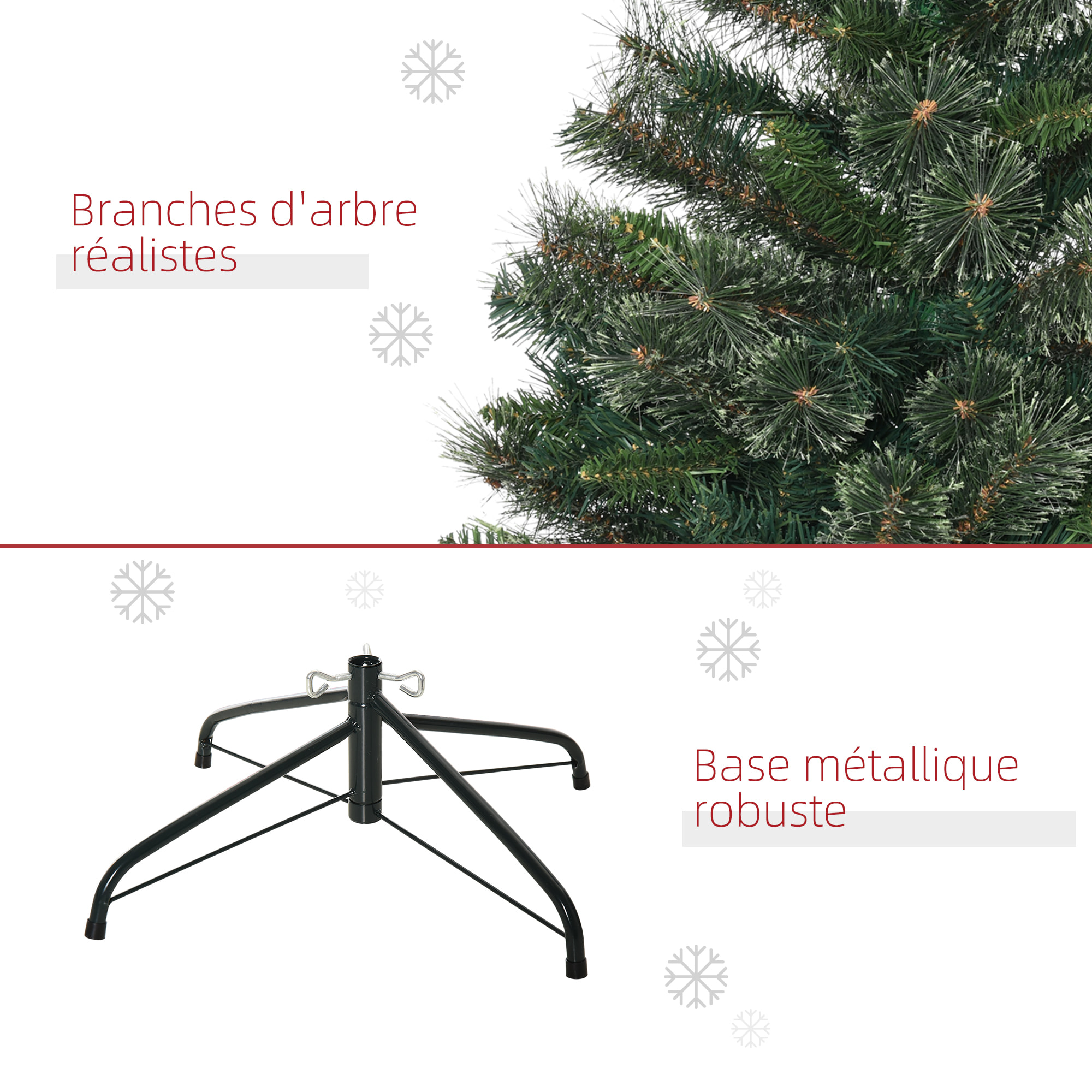 Sapin de Noël artificiel Ø 84 x 150H cm 665 branches épines imitation Nordmann grand réalisme vert