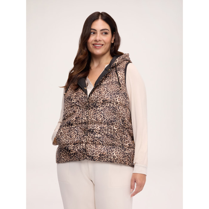 Fiorella Rubino - Chaleco acolchado reversible con estampado de leopardo - Beige