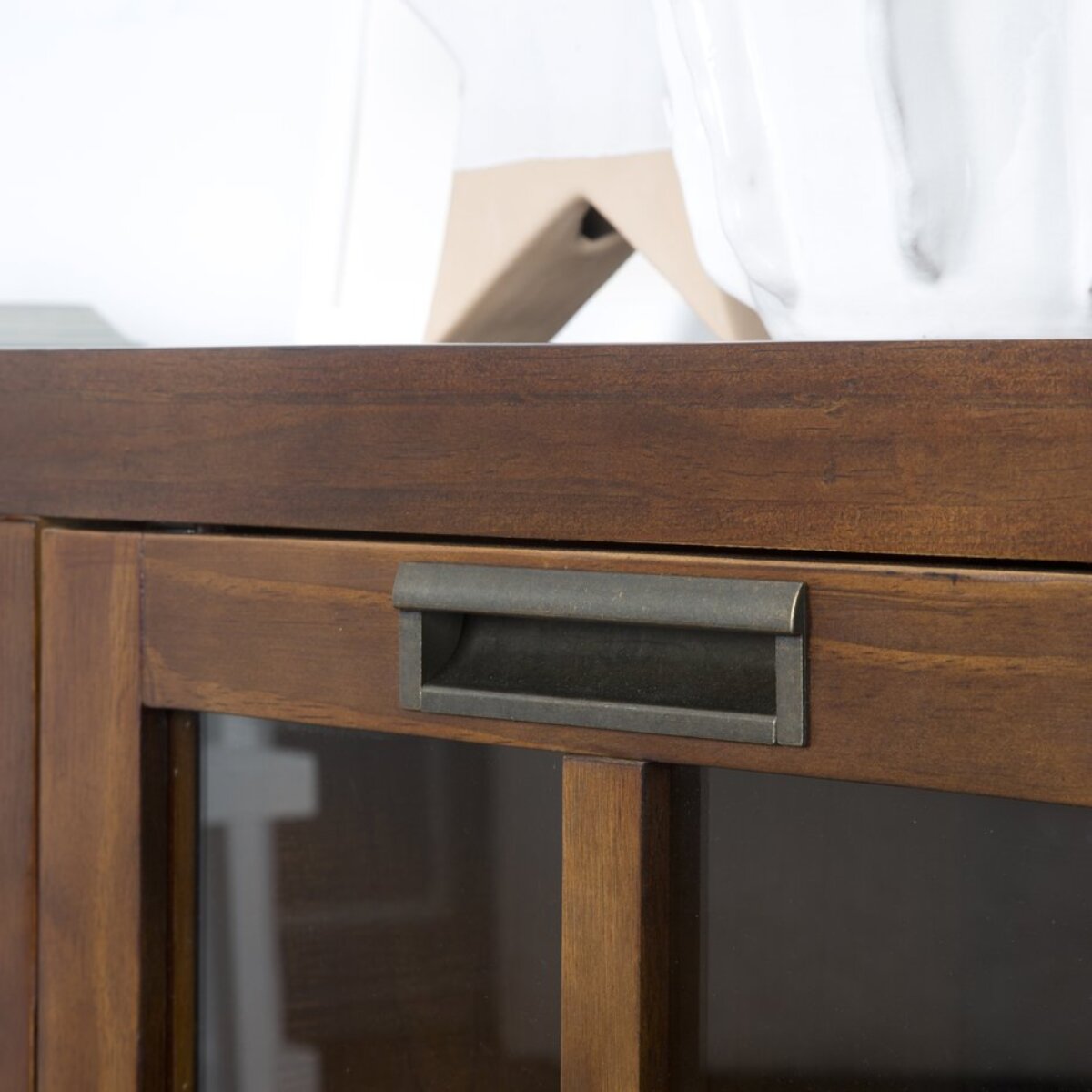 Meuble tv Kenia -bois massif de mindi et placage naturel de mindi-couleur teck 160 x 60 x 40 cm