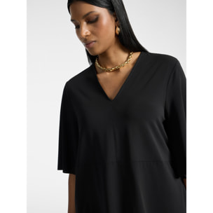Elena Mirò - Camiseta amplia con escote en V - Negro