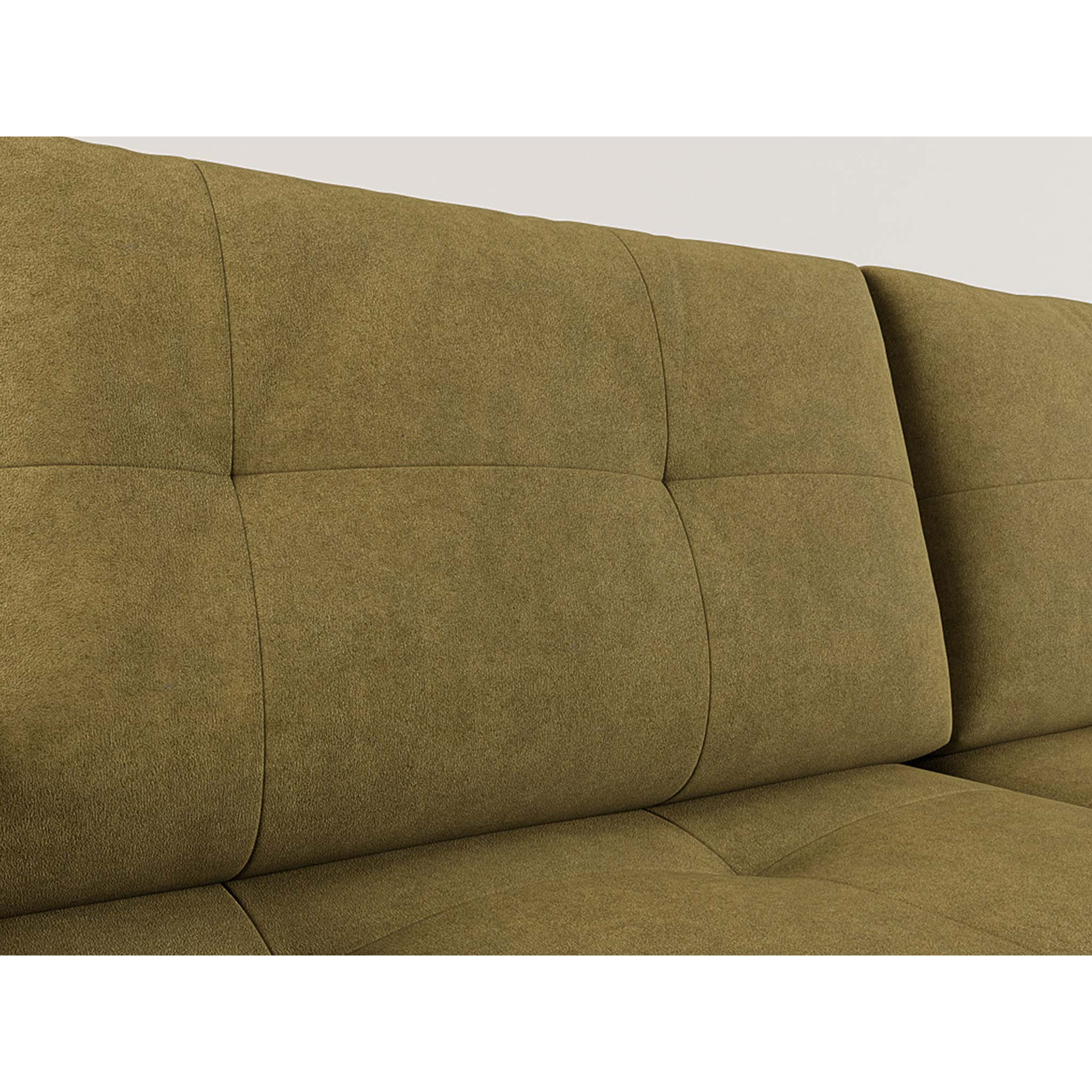 Bastian - canapé panoramique en U 7 places convertible avec coffre en velours texturé - Vert Olive