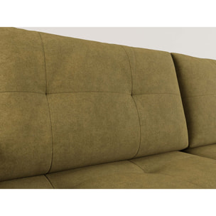 Bastian - canapé panoramique en U 7 places convertible avec coffre en velours texturé - Vert Olive