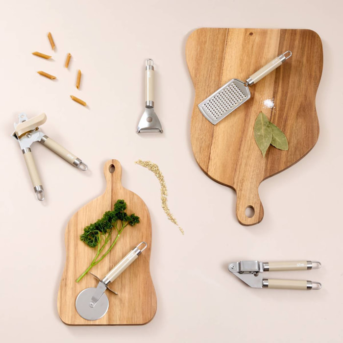 Presse ail Solstice H19,2cm beige en inox